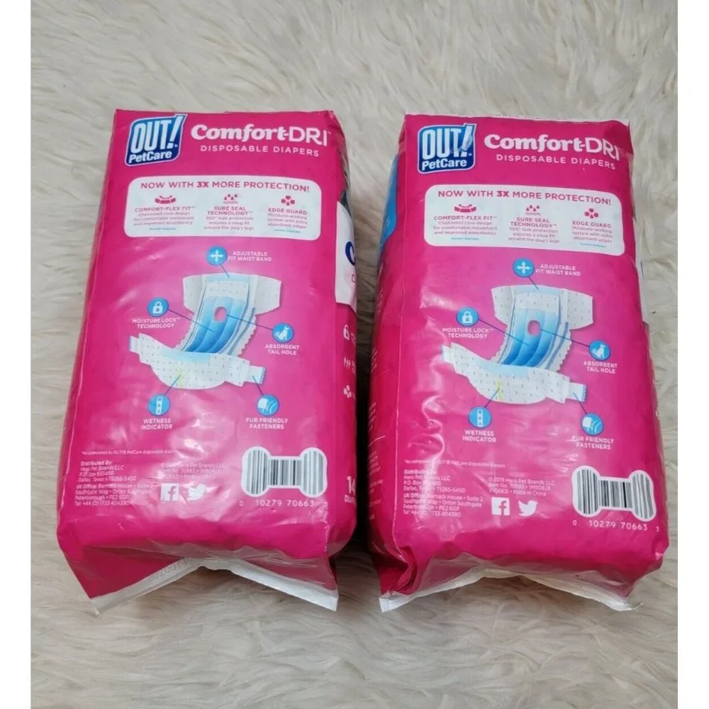 2 Out Pet Care Comfort-Dri Disposable Diapers M/L Dogs 25-75lbs Incontinence New